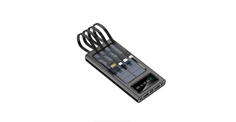 4-in-1 Solar and Electric Power Bank - Black