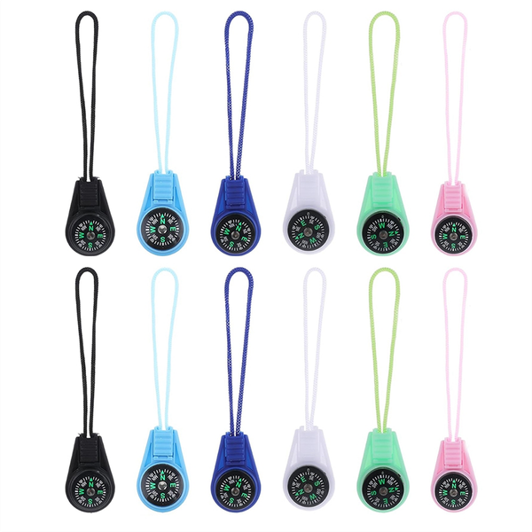 12 Pcs Multicolor Pocket Compass Small Compass with Paracord