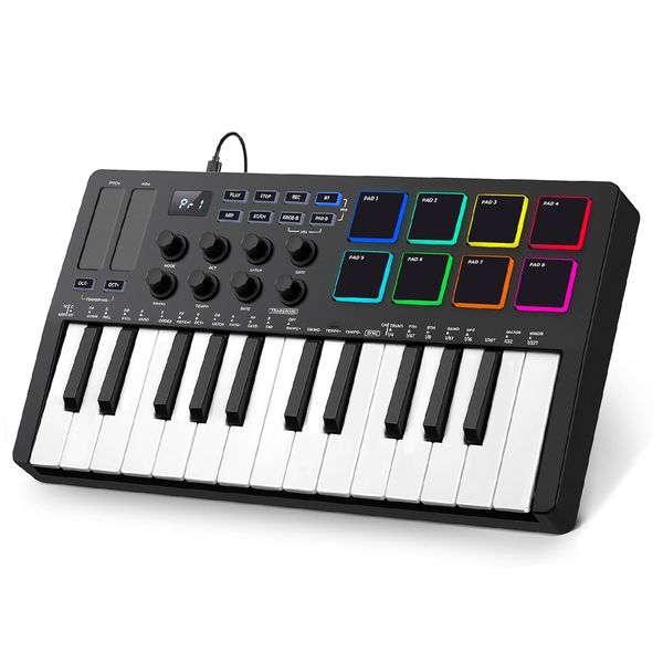 25 Key MIDI Keyboard Controller Portable Mini Bluetooth &amp; USB Midi Piano