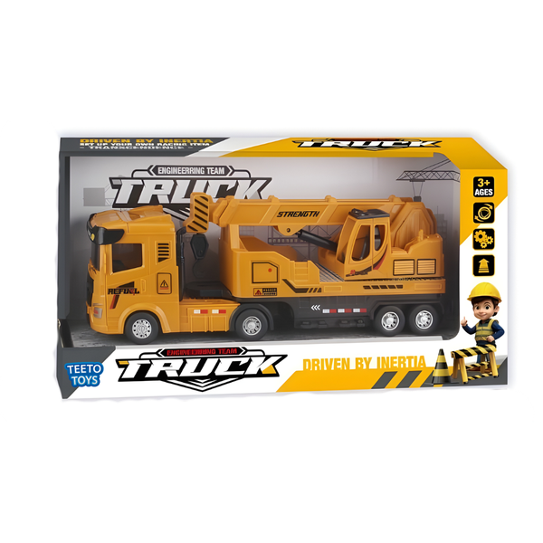 Friction Crane Truck with Extending Boom - Construction Car Toy for Boys
