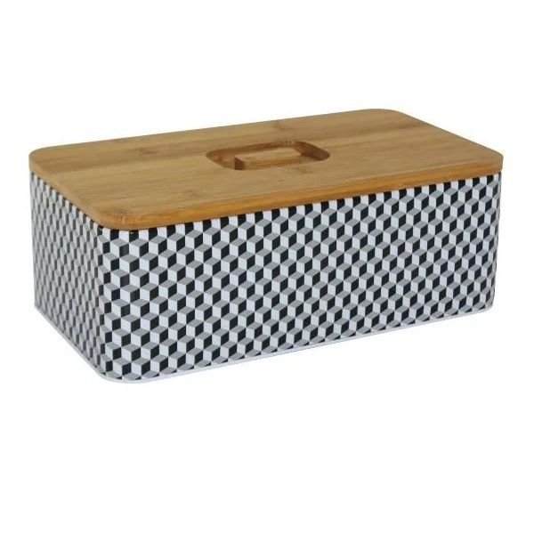 Bread Bin Metal Black And White