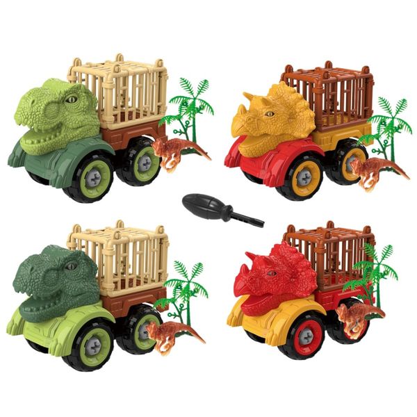 DIY Dinosaur Toy Truck Set - STEM Build and Play Cars - Toys for Boys