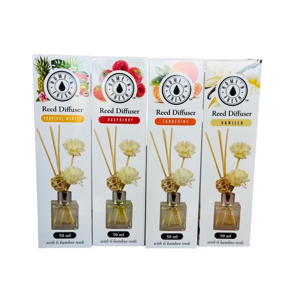 Diffuser Set - Flower Sticks &amp; 6 Bamboo Reeds (50ml) Set of 4