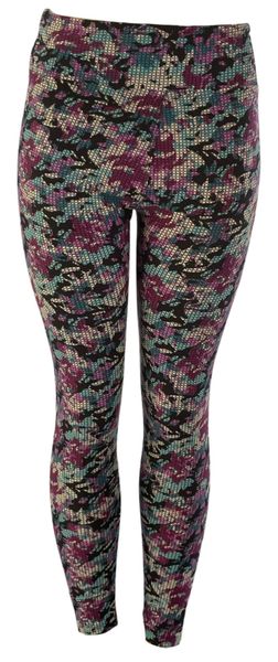 Green And Black Polyester Ladies Leggings Abstract Size S/M