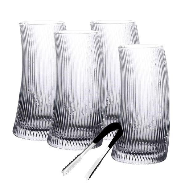 Curved Crescent Origami Style Clear Cocktail Glasses Set - 500ml