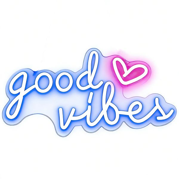 Blue Good Vibes Neon Signs for Wall Decor, USB Powered Gamer Light up Sign