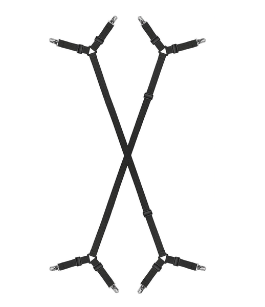 Bed Sheet Holder Straps - Adjustable Crisscross Clips Elastic Band Fitted