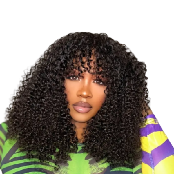 Kinky Curls Brazilian Hair Fringe Wig, "18