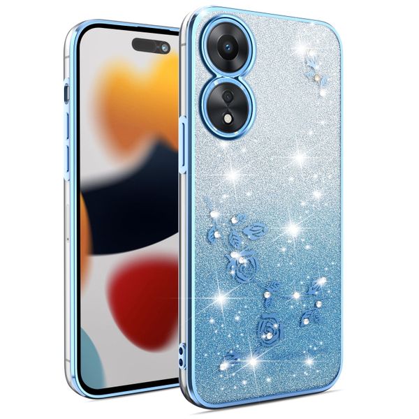 Phone Case Compatible With OPPO A78 5G Flowers Diamond Shining Cover
