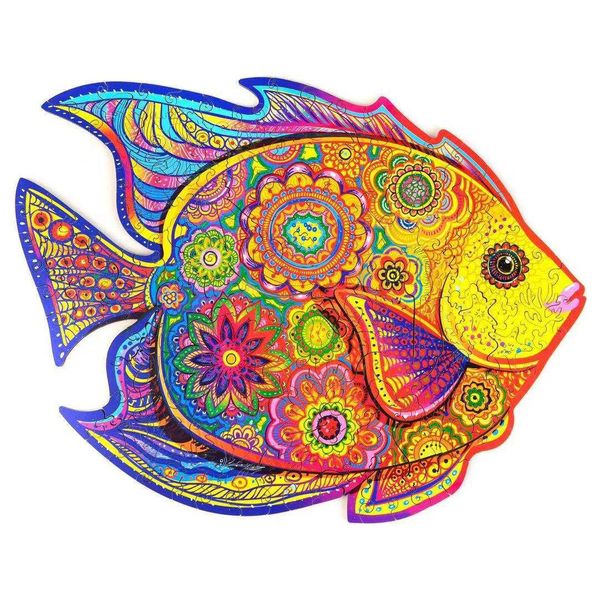 Wooden Fish Jigsaw Puzzle Fish Shape Size A4