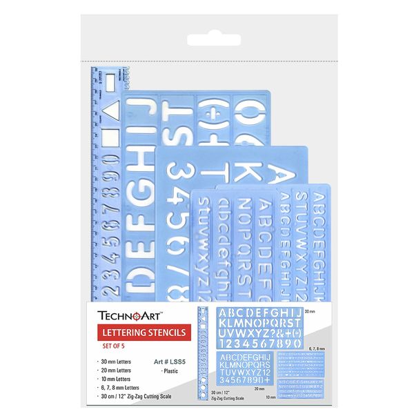TechnoArt Stencil Lettering Set of 5