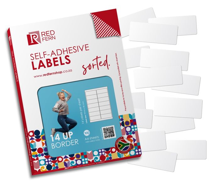 Redfern Bordered 14up A4 Self-Adhesive Labels 100 Sheets