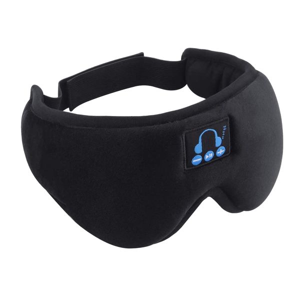 3D Bluetooth 5.0 Wireless Sleep Eye Mask with Bluetooth Headphone - Black