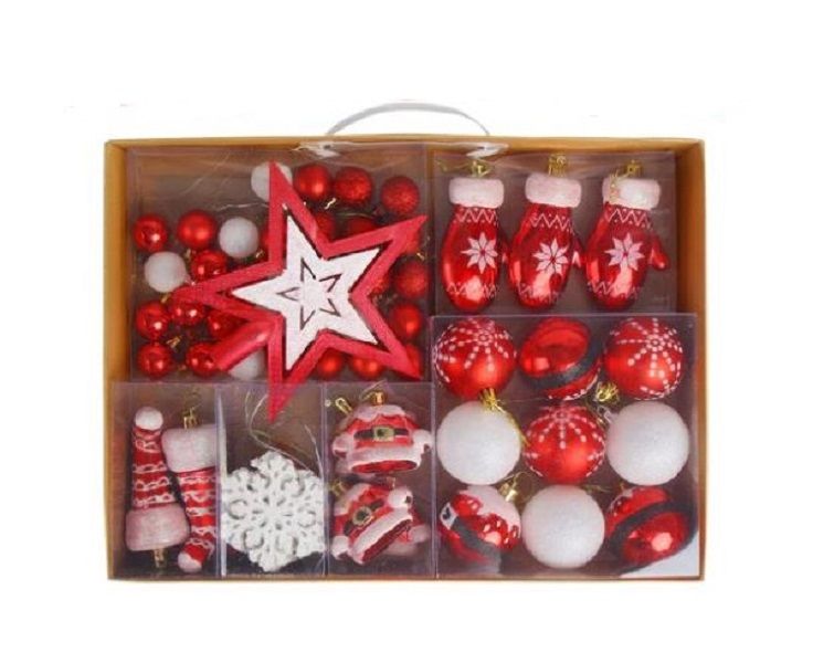 71 PCS Christmas Ball Ornament Set-Red & White