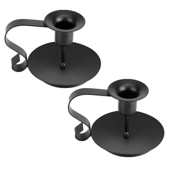 Home Decor Vintage Style Candle - Holder Black Set of 2 (11cm)