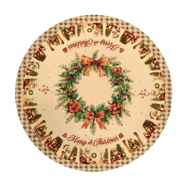 Merry Vintages Christmast with Wearth Round Tablecloth