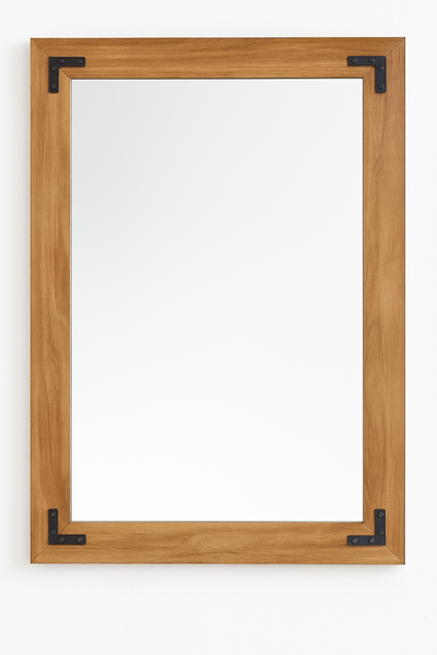 Rectangular Wooden Frame Wall Mirror - 80 x 55 cm
