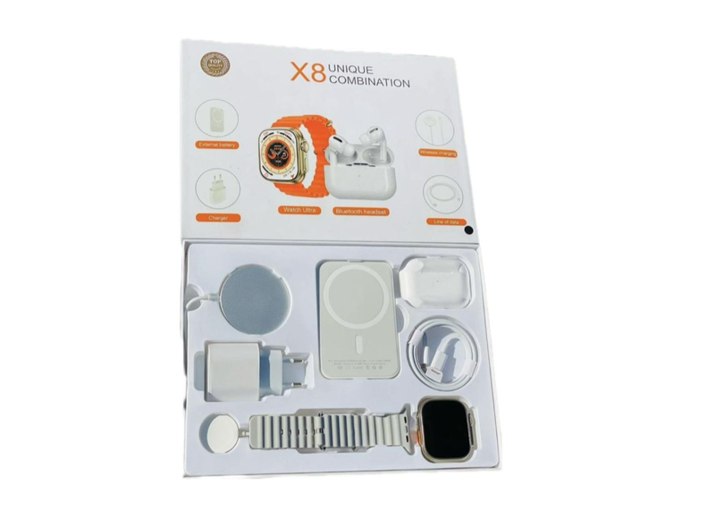 6-in1 Smartwatch Bundle: All-in-One Wearable Tech with Mini metal Wallpaper