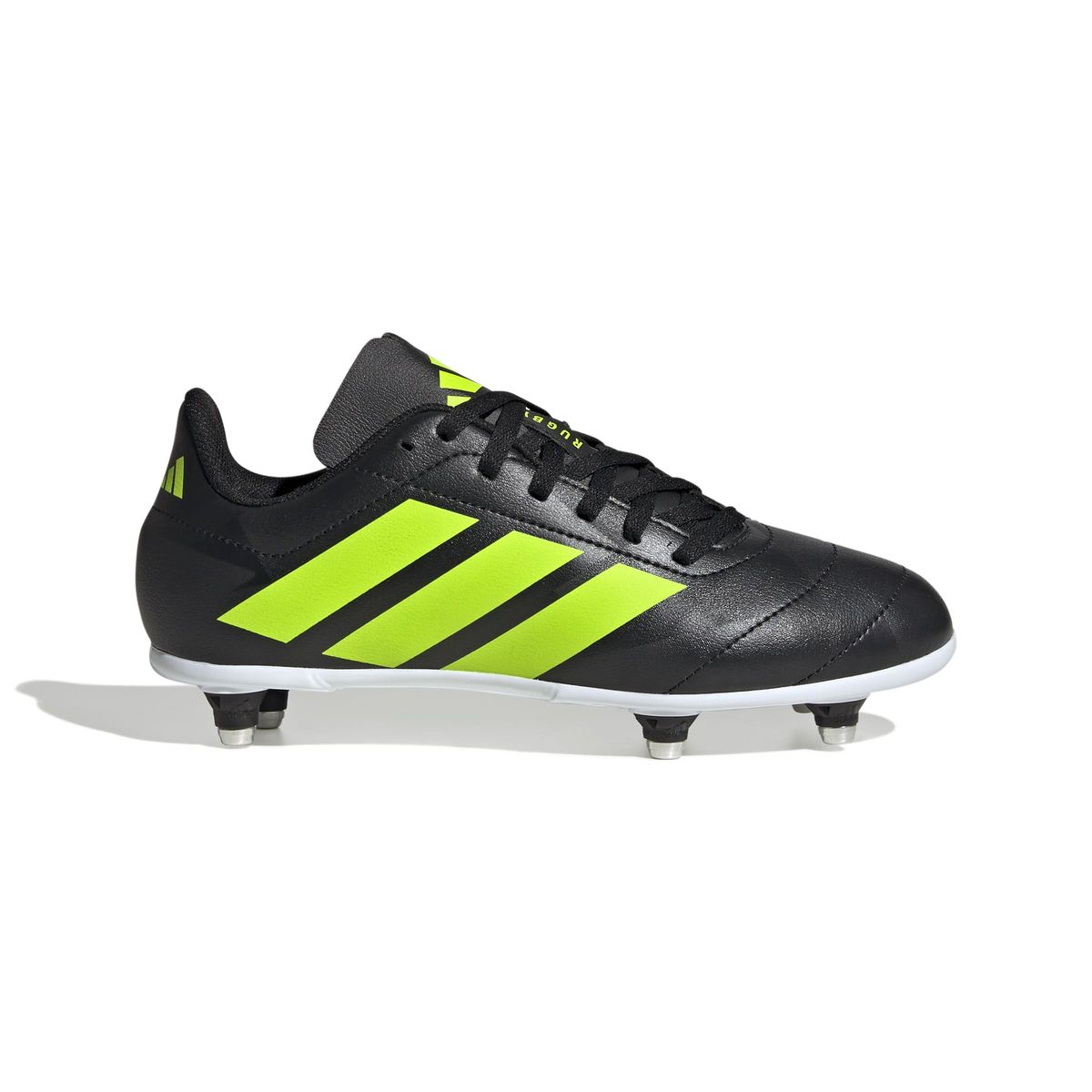 adidas Junior RS15 Soft Ground Rugby Boots - Core Black/Lucid Lemon/Cloud White