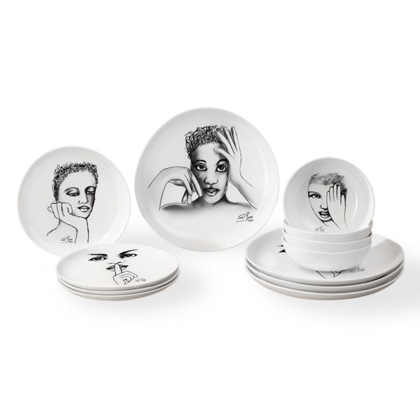 Carrol Boyes Dinnerware 12 Piece Set - Modern Sketchbook Mix