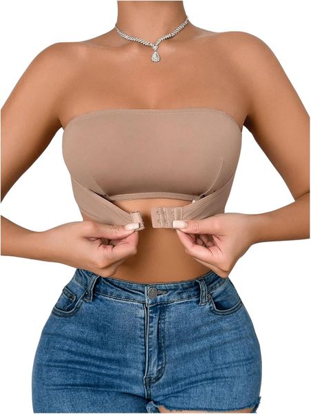 Women's Strapless Bra Front Closure Strapless Bra Bandeau Wireless Bras 36B