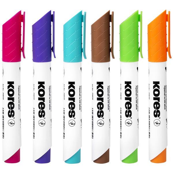 Kores Whiteboard K-Marker Set of 6 Mixed Colours