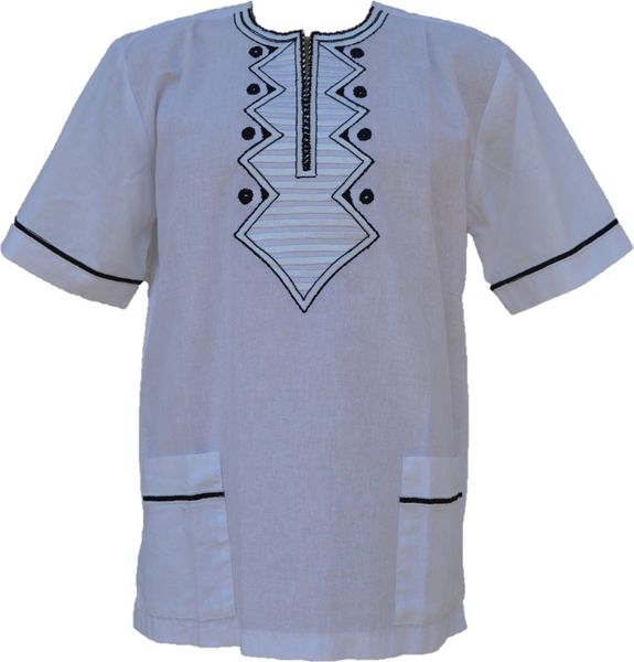 Men's Linen Embroidered Shirt - White