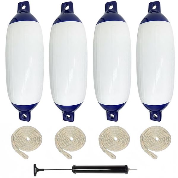 4 Piece Inflatable Vinyl Boat Bumper Set Boat Fender With Air Pump And Ropes