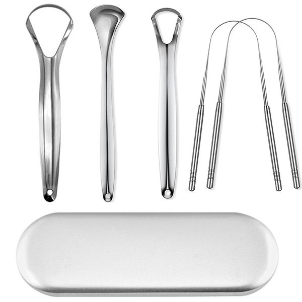 Tongue Scraper Cleaner (5 Pcs) Stainless Steel Tongue Cleaner
