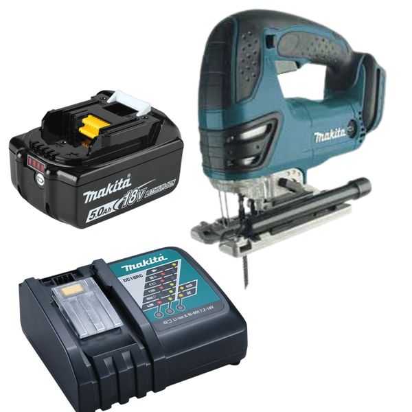 Makita - Cordless Jig Saw (DJV180ZK) with 5.0Ah Battery and Charger