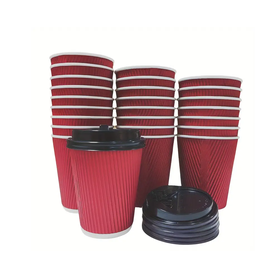 Red Ripple Coffee Cups With Lids - 50 Pack | Shop Today. Get it ...