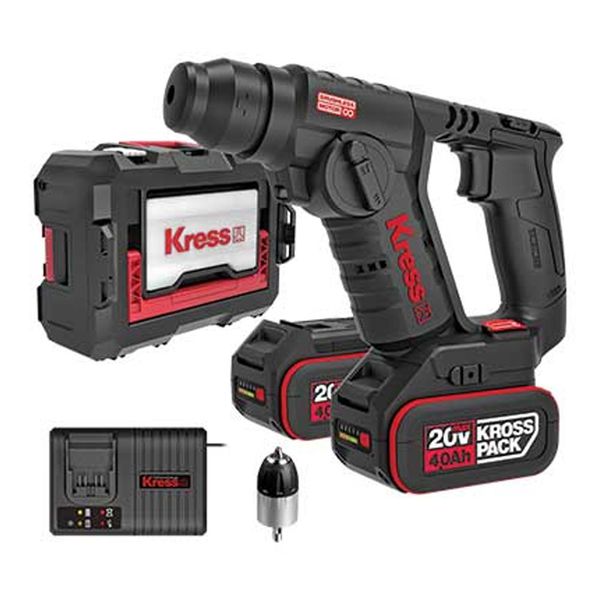 Kress - 20v Cordless Rotary Hammer C/w Charger +2x4ah Batteries