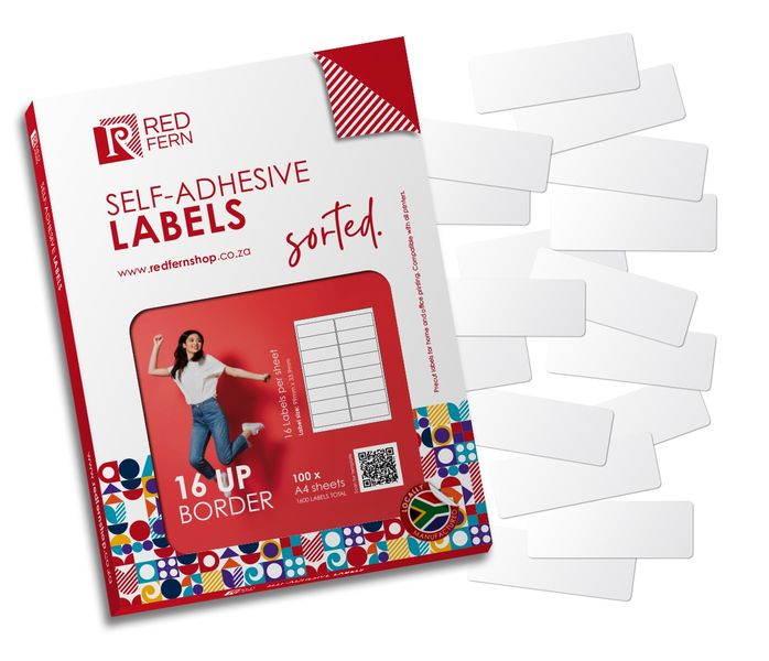 Redfern Bordered 16up A4 Self-Adhesive Labels 100 Sheets