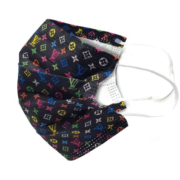 Face Mask - 3 Ply Disposable - Black Multi-colour (Pack of 50)