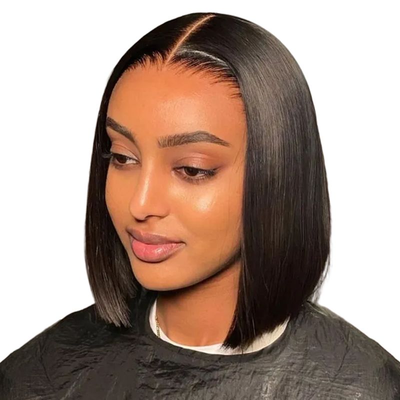 Bresilienne 12" Brazilian Hair Glueless Frontal Lace Short Straight Bob Wig