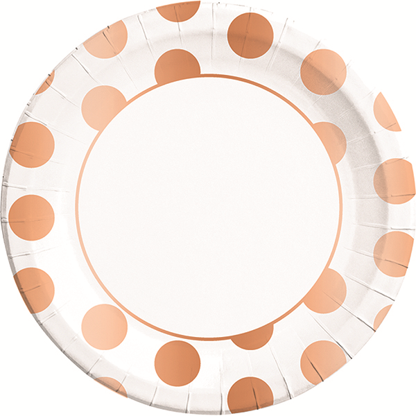 Procos Copper Dots Large Paper Plates - 23cm