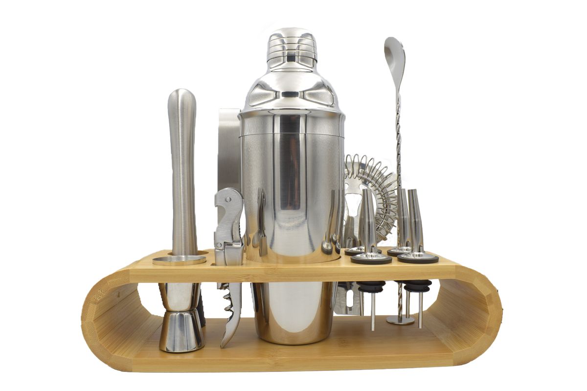 750ml Cocktail & Barware Tools Set with Bamboo Stand