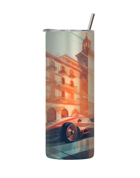 Orange Wind 20 Oz Tumbler with Lid Straw Old Vintage Cars Graphic Gift 211