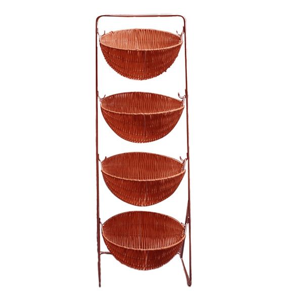 4-Tier Woven Basket Fruit and Vegetable Storage Stand