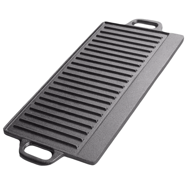 Cast Iron Reversible Rectangular Griddle Pan for Gas Hobs &amp; Barbecues