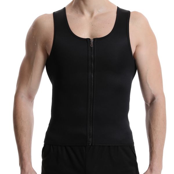 Quick-Dry Neoprene Waist Vest - Men's Compression Shirt with Zipper