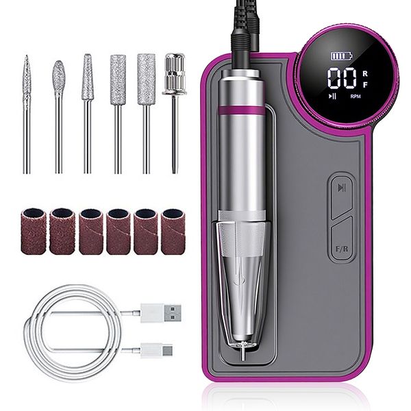 Professional Portable Nail Drill, 35000RPM Rechargeable Electric Nail File