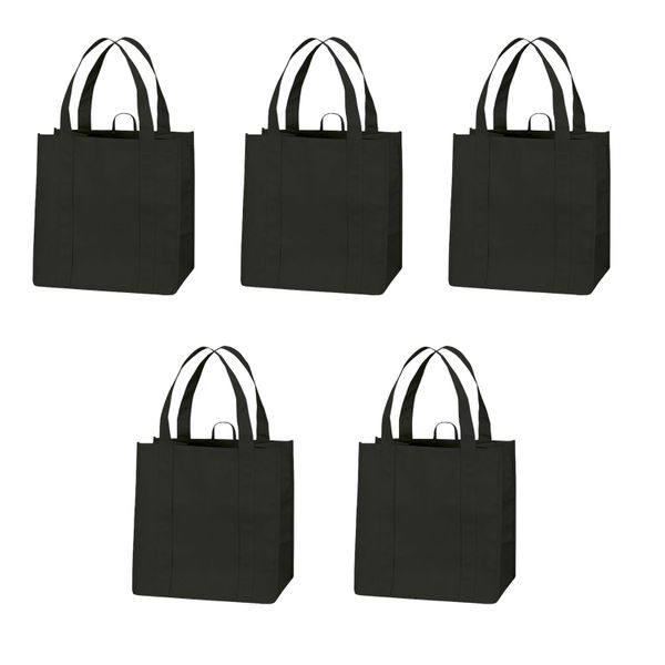 Eco Friendly Foldable, Washable &amp; Reusable Shopper Bag - Black - 5 Pack