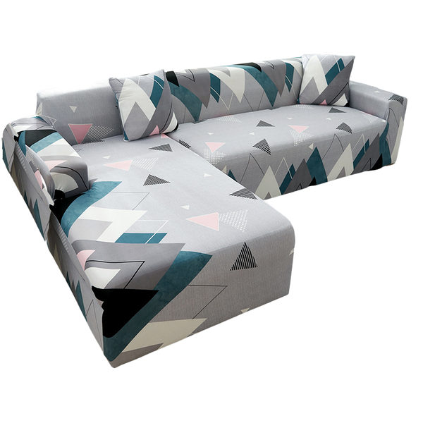 Stylish and Decorative - Grey with Triangles Elastic Couch Covers 2.2.1.1