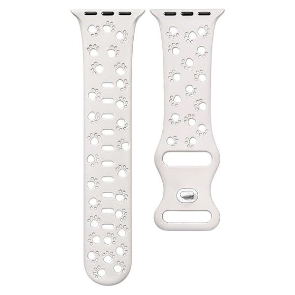 Soft Silicone For Apple Watch Strap With Hollow Out Cat Paw Design - Starlight