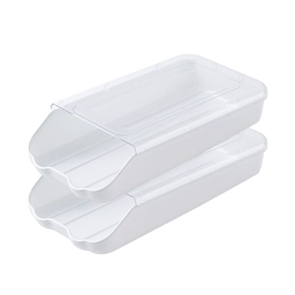 2 Pieces Egg Tray Auto-Sling Egg Storage Holder Pantry Fridge Egg Holder