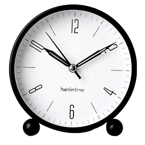 Hanlintime Desk Clock With Night Light Battery Powered Silent Black