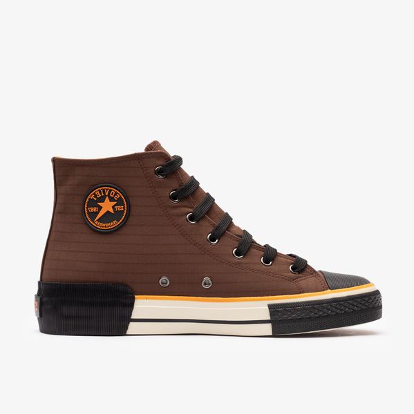Mens Soviet Meta Rib Stop Hi Cut Sneaker - Choc/Orange/Cream
