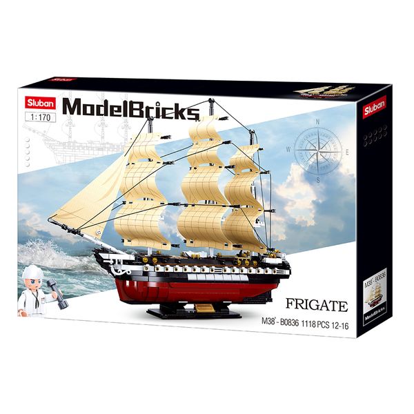 Sluban Building Set: USS Constitution Frigate Ship Model Bricks - 1118 Pieces