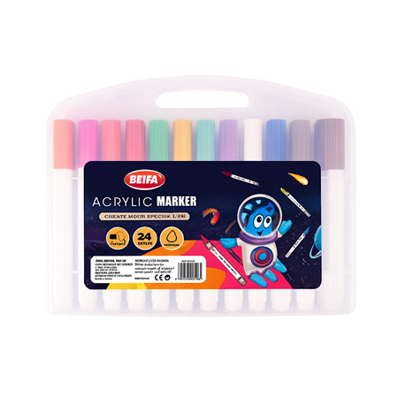 BEIFA Acrylic Marker Set - 24 Vibrant Colors Image